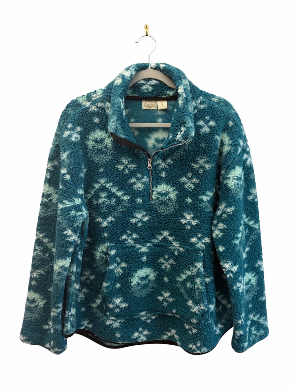 Telluride Clothing Co Teal Aztec Print Sherpa Quarter-Zip Pullover Fleece Large